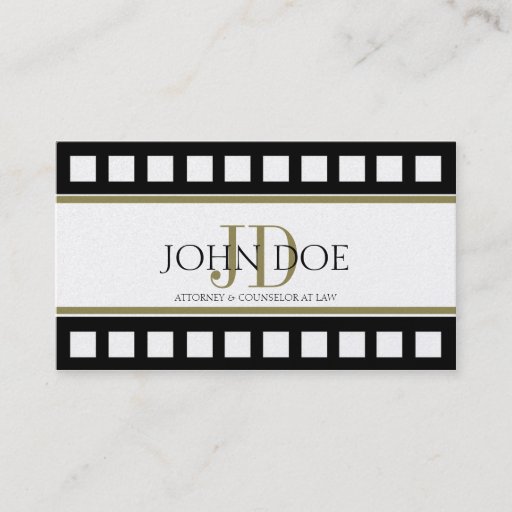 Customizable Attorney Black/Yellow Gold Film Monogram Business Card Templates