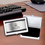 Attorney Business Card Holder<br><div class="desc">Attorney business card holder with cool simulated silver metallic background printed on the front and scale of justice with your name and profession boldly displayed for a best first impression. Designed told hold your business cards and protect them in style for a lawyer,  law firm staff,  or attorneys.</div>