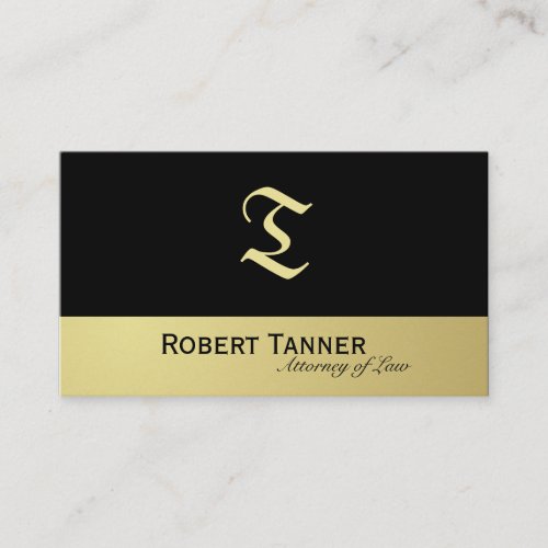 Attorney Business Card Monogram Black &amp; Gold