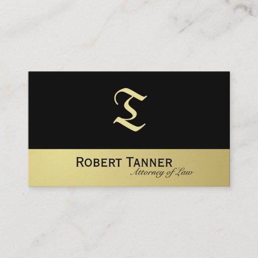 Customizable Attorney Business Card Monogram Black &amp; Gold