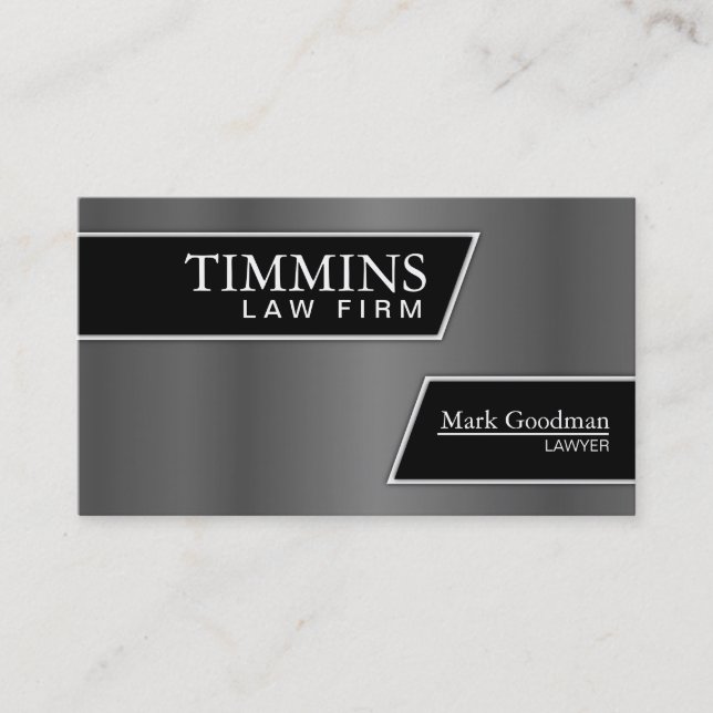 Attorney Business Card - Stylish Silver & Black (Front)