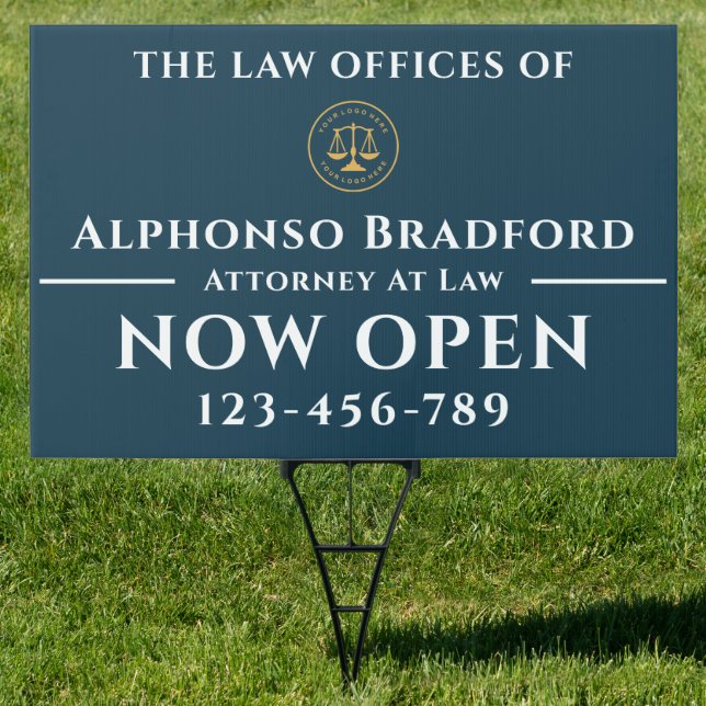 Attorney Business |  Law Office White Navy Sign (Insitu)