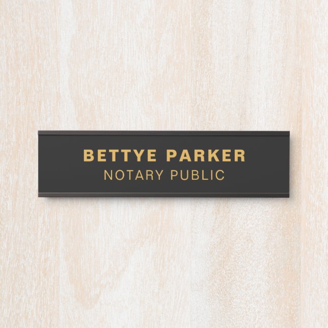 Attorney Business |  Notary Public Black Gold Door Sign (Front)