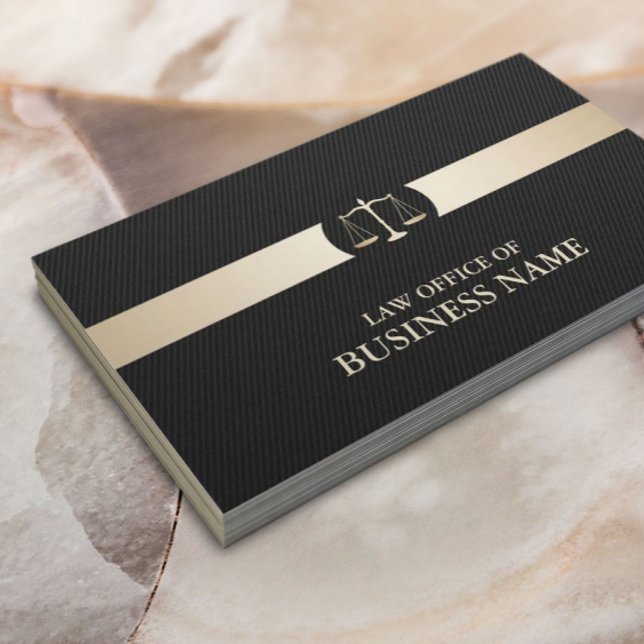 Attorney Carbon Fiber Gold Stripe Modern Business Card (Creator Uploaded)