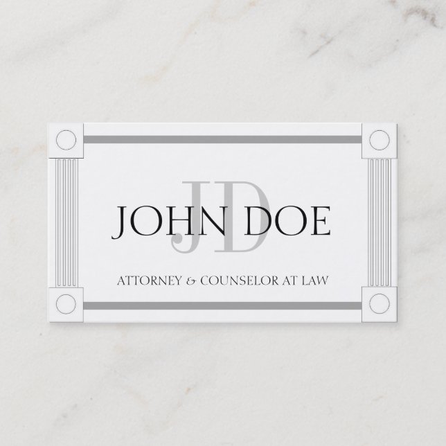 Attorney Columns Stripes W/W Business Card (Front)