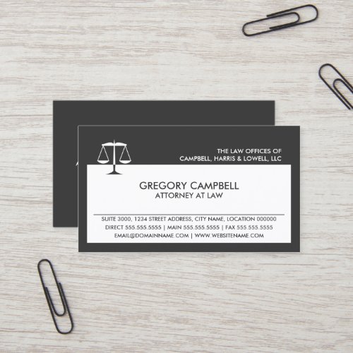 Attorney Dark Gray Business Cards