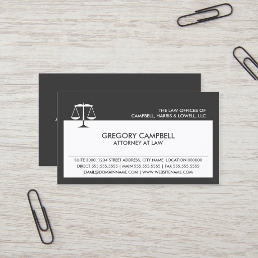 Customizable Attorney Dark Gray Business Cards