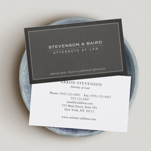 Attorney Dark Gray Linen Look Business Card