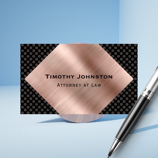 Attorney Elegant Black and Rose Gold Copper Look Business Card (Creator Uploaded)