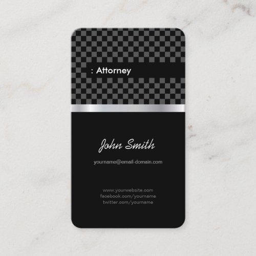 Attorney - Elegant Black Checkered Business Card Templates