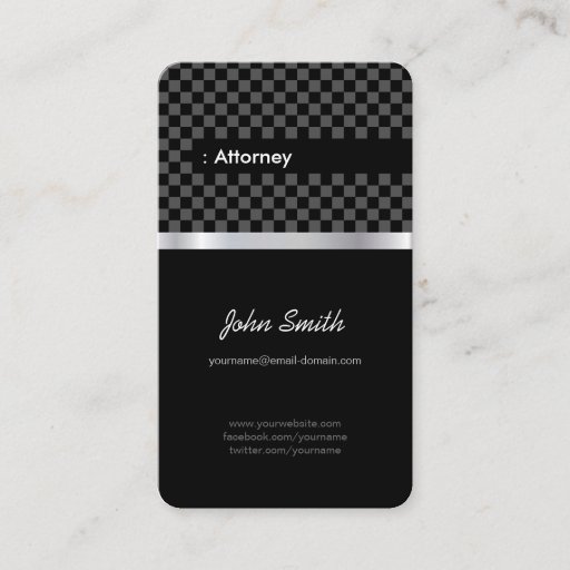 Customizable Attorney - Elegant Black Checkered Business Card Templates