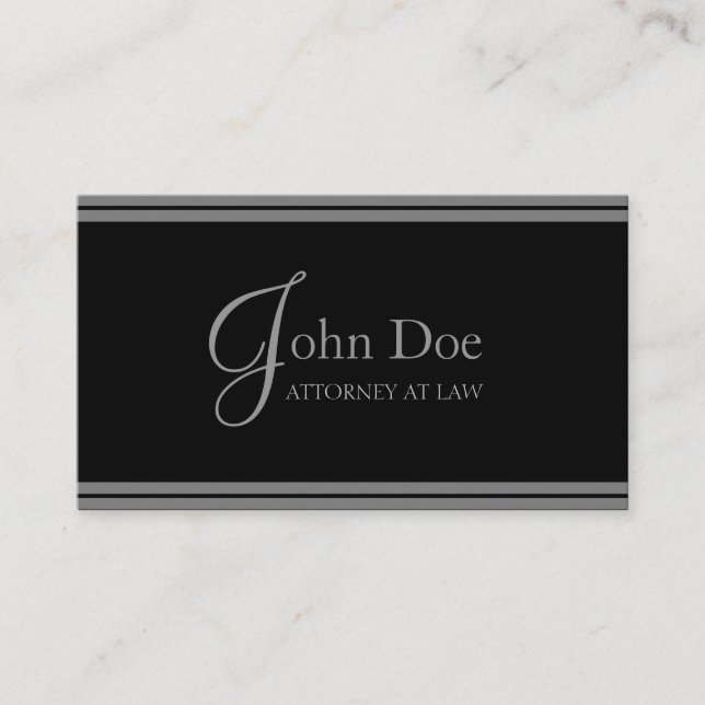 Attorney Elegant Black/Silver Stripes Business Card (Front)