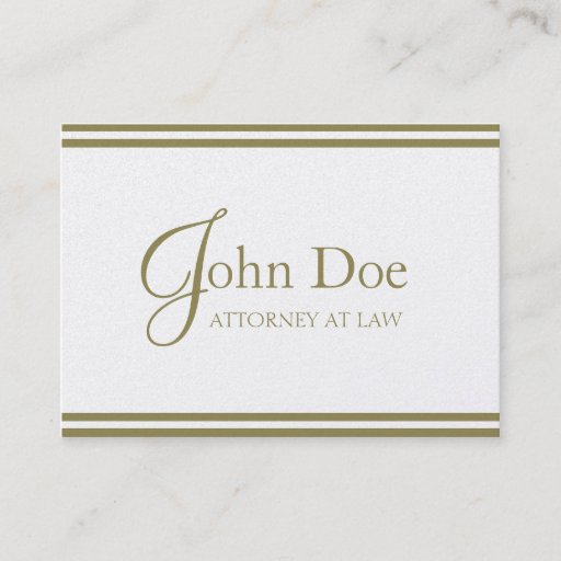 Customizable Attorney Elegant White/Gold Stripes Oversized Card Business Card Template