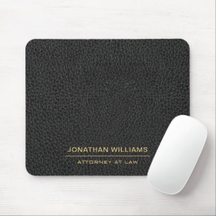 Attorney Faux Leather Custom Name Black Mouse Pad