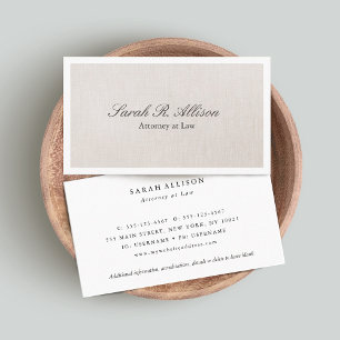 Attorney Faux Linen Elegant Beige Business Card
