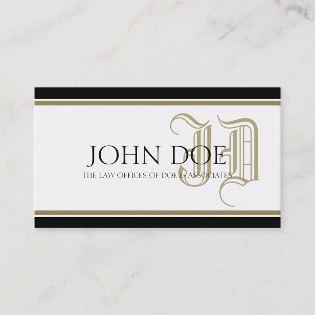 Attorney Gold Fancy Monogram Business Card (Front)