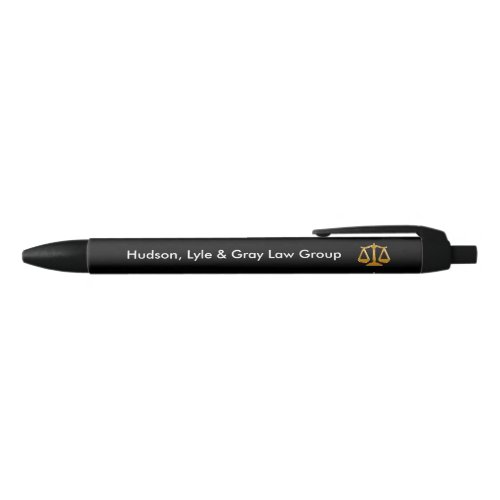 Attorney Gold Law Scale Black Ink Pen