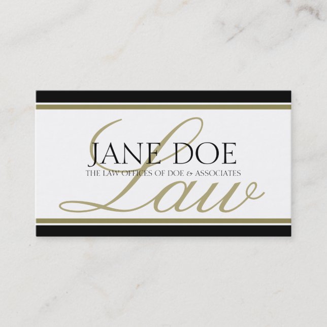 Attorney Gold LAW Script Business Card (Front)