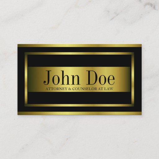 Customizable Attorney Gold Metal Metallic Border Business Card