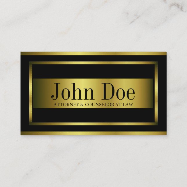 Attorney Gold Metal Metallic Border Business Card (Front)