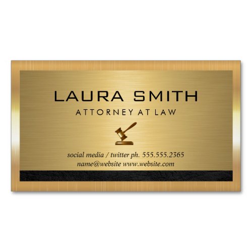 Attorney  Gold Metallic Border Leather Trim Business Card Magnet