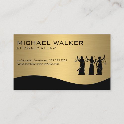 Attorney  Gold Metallic Justice Scales Business Card