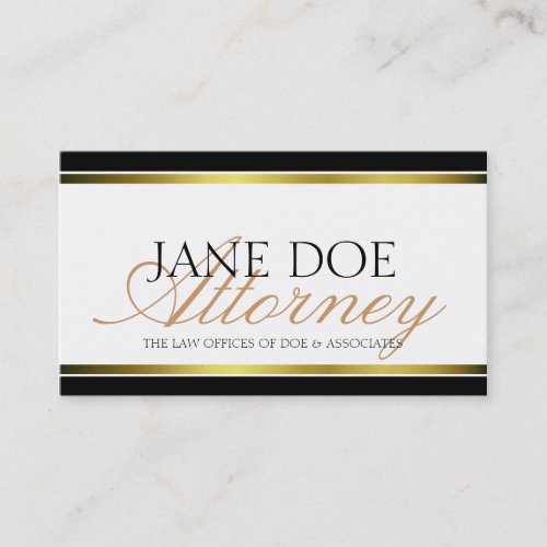 Attorney Gold Metallic Script Business Cards