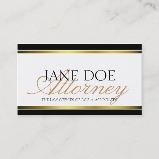Customizable Attorney Gold Metallic Script Business Cards