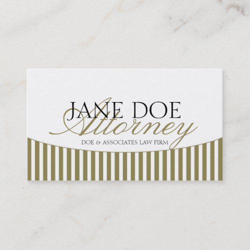 Attorney Gold Script Stripes/White Paper Business Card