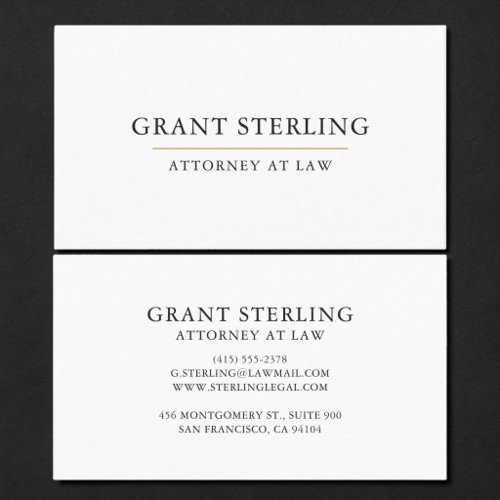 Attorney Gold White Minimalist Professional Business Card