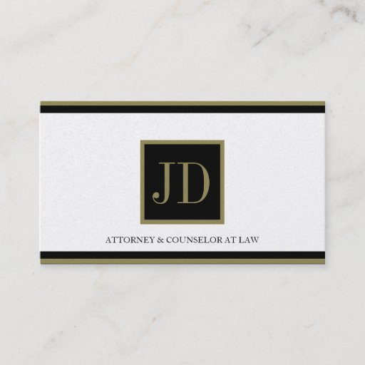 Customizable Attorney Golden Black/Gold Square Monogram Plaque Business Card