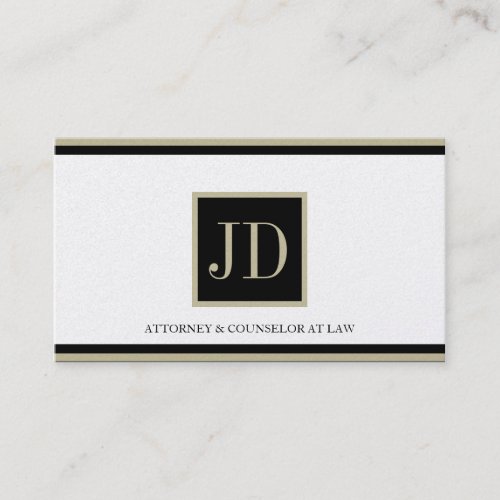 Attorney Golden Black/Tan Square Monogram Plaque Business Card