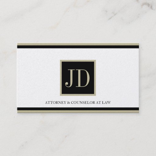 Customizable Attorney Golden Black/Tan Square Monogram Plaque Business Card