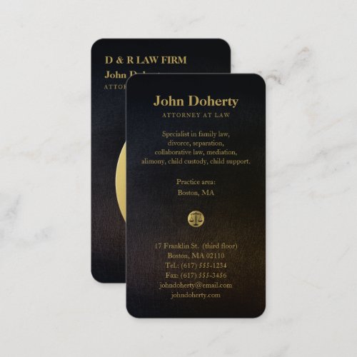 ATTORNEY  Golden Scales of Justice Business Card