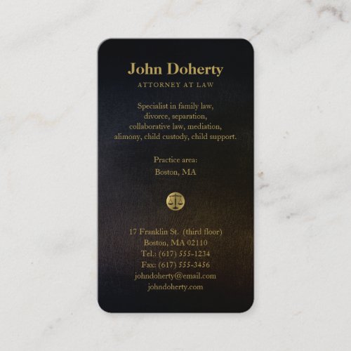 ATTORNEY  Golden Scales of Justice Business Card