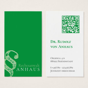 Attorney Green White QR code Businesscards