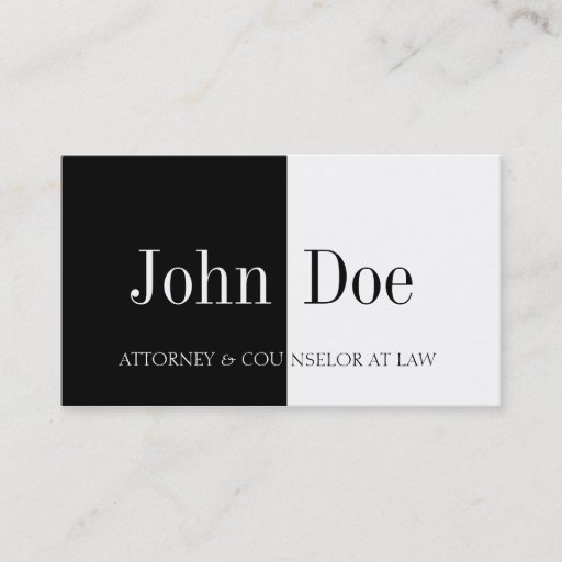 Customizable Attorney Half/Half B/W Business Cards