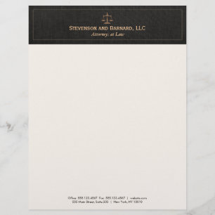 Attorney Justice Scale Black Linen Letterhead