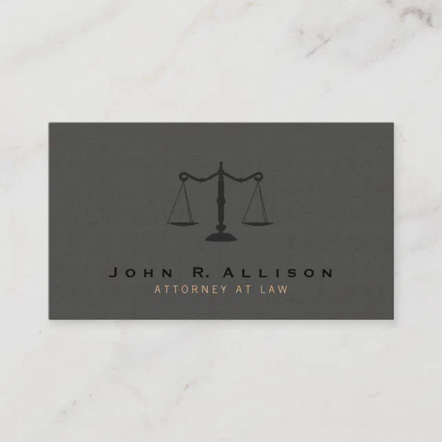 Attorney Justice Scale Dark Taupe Texture Look Business Card 