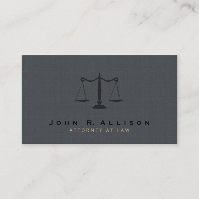 Attorney Justice Scale Gray texture Background Business Card (Front)