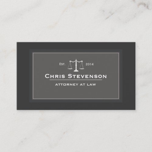 Attorney Justice Scale Traditional Black and White Business Card