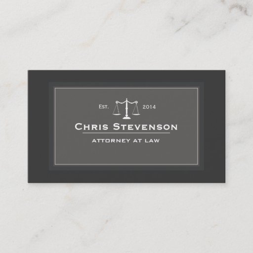 Customizable Attorney Justice Scale Traditional Black and White Business Card Template