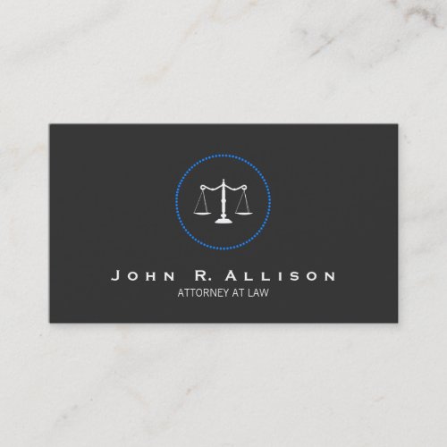 Attorney Justice Scales Black White and Blue Business Card