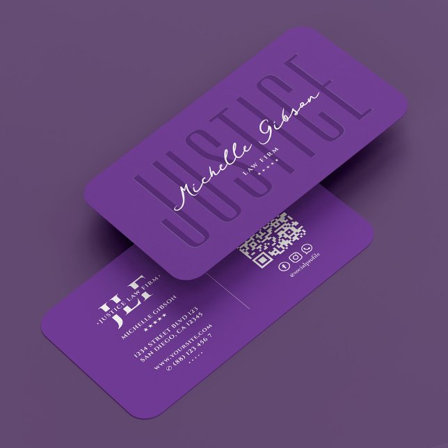 Attorney Law Firm  Notary Royal Purple Modern  Business Card (Creator Uploaded)