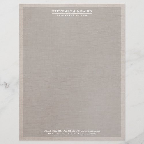 Attorney Law Office Linen Texture Look Classic Letterhead