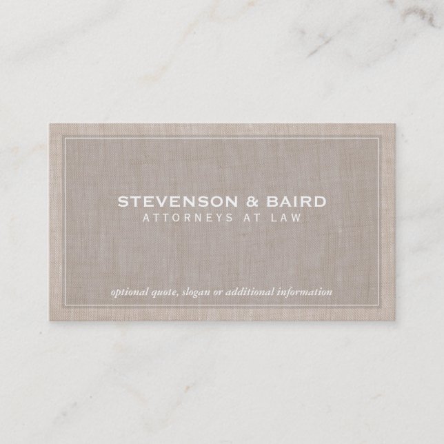Attorney Law Office Linen Texture Look (No Line) Business Card (Front)