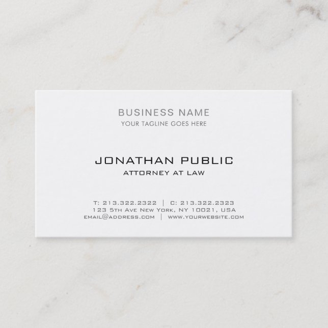Attorney Law Office Modern Elegant Simple Template Business Card (Front)
