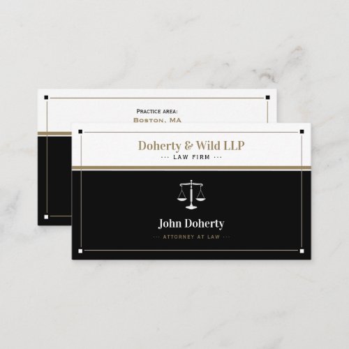 ATTORNEY  Law Scales of Justice Gold Black Business Card