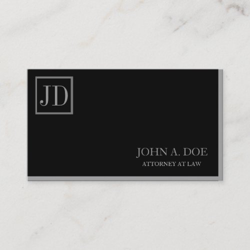 Attorney Lawyer Black/Silver Square Monogram Business Cards