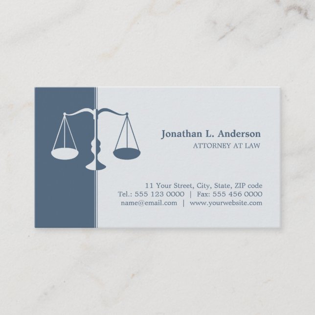 Attorney Lawyer (Blue) Professional business card (Front)